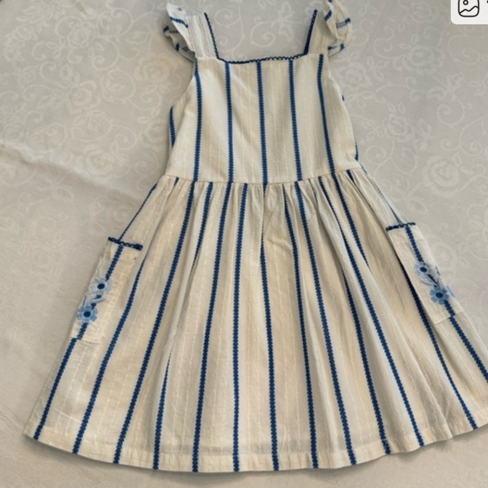 Rachel Zoe Striped Blue and Cream Kids Dress Size 8